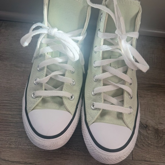 Women’s High-Top Sneakers - Light Green, Green Converse, Green Chucks - Picture 10 of 13
